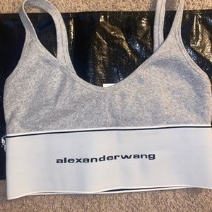 Alexander Wang logo elastic bra in ribbed jersey sports bra